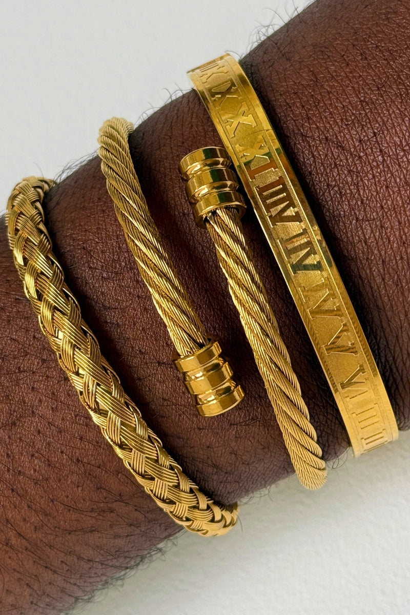REGAL VALOR MEN'S BRACELET SET - GOLD