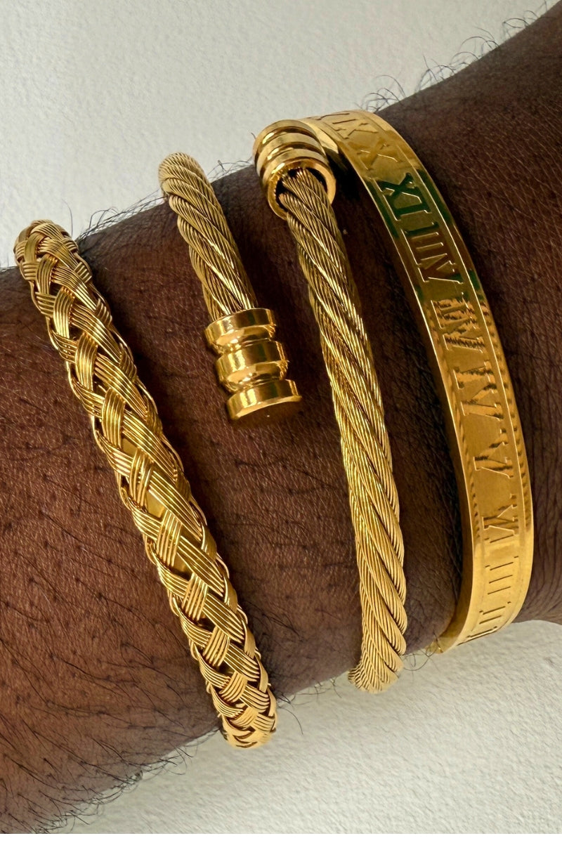 REGAL VALOR MEN'S BRACELET SET - GOLD