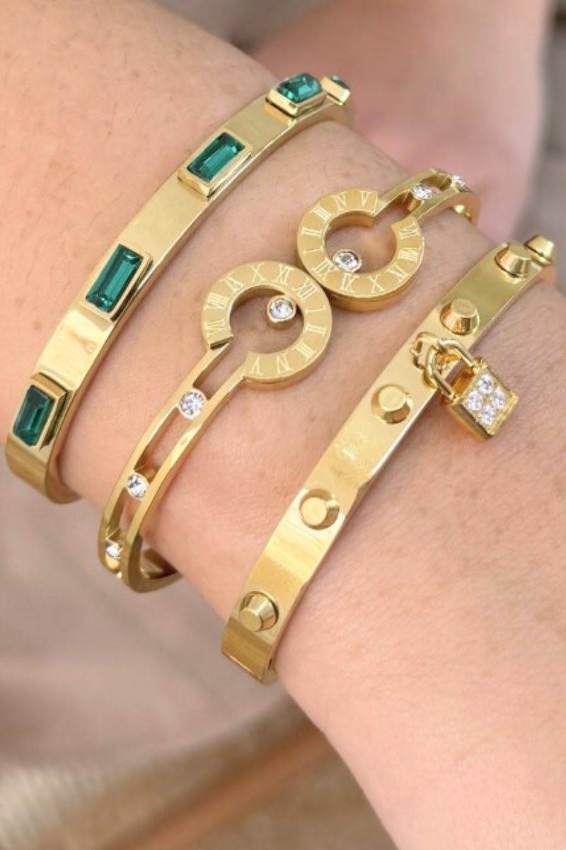 CUBIC STONE BANGLES - EMERALD