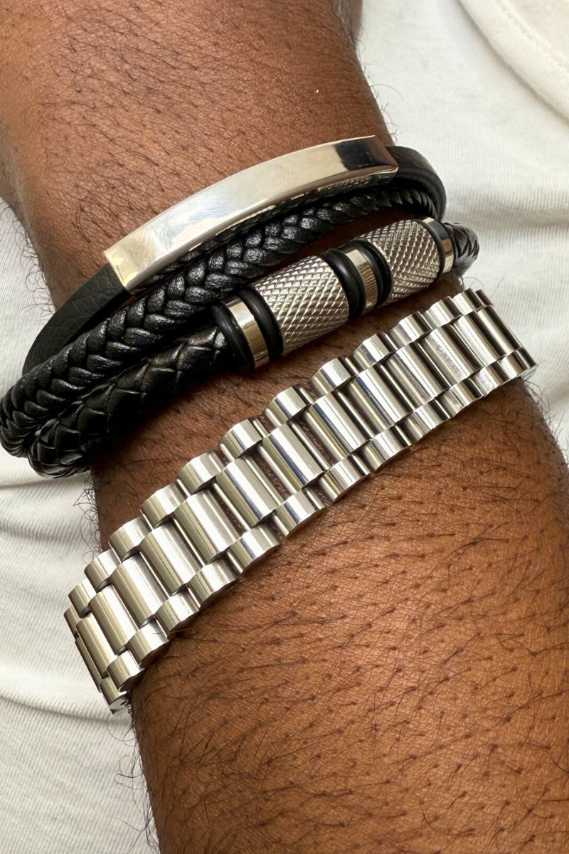 ROLEX LINK MEN BRACET - SILVER