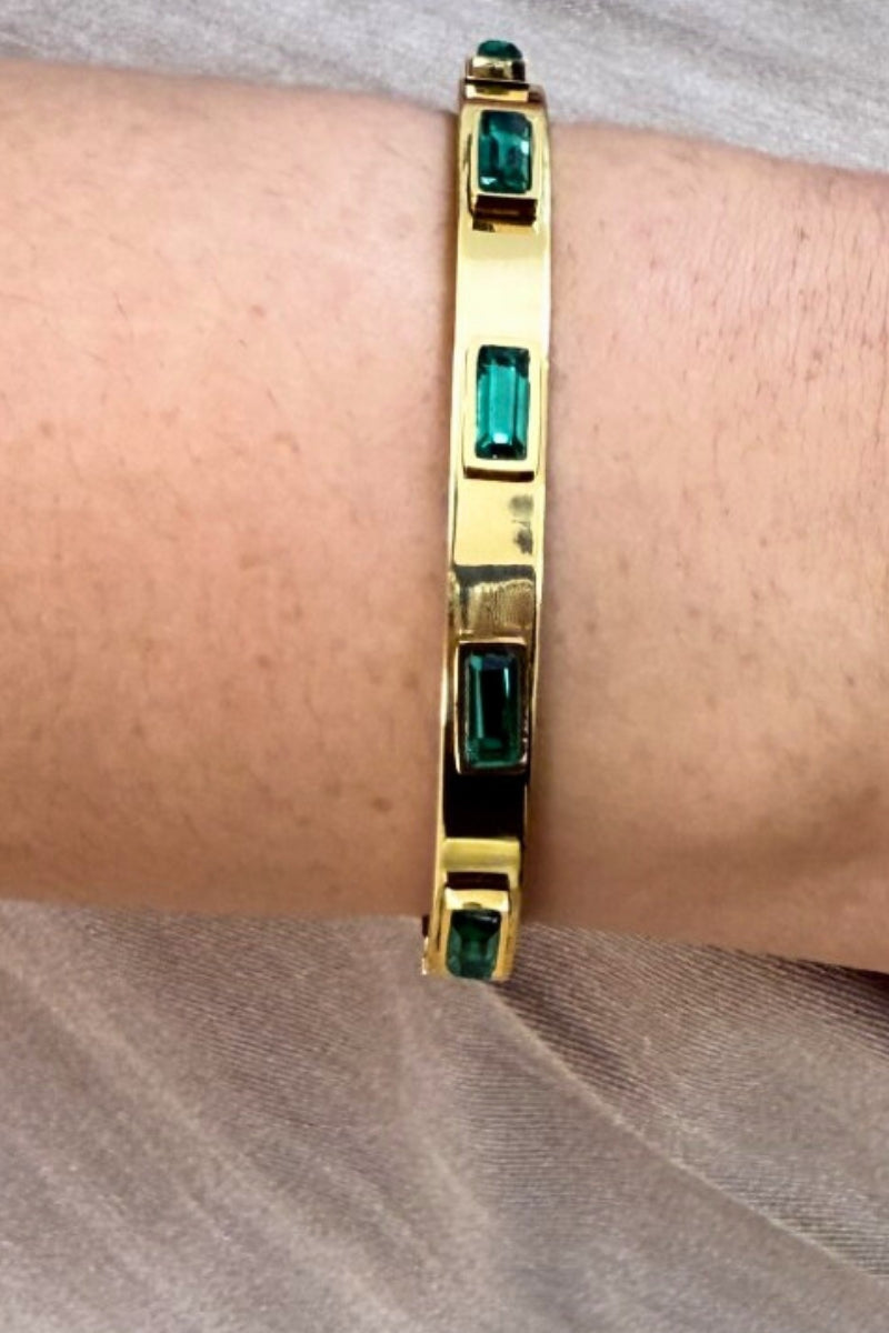 CUBIC STONE BANGLES - EMERALD