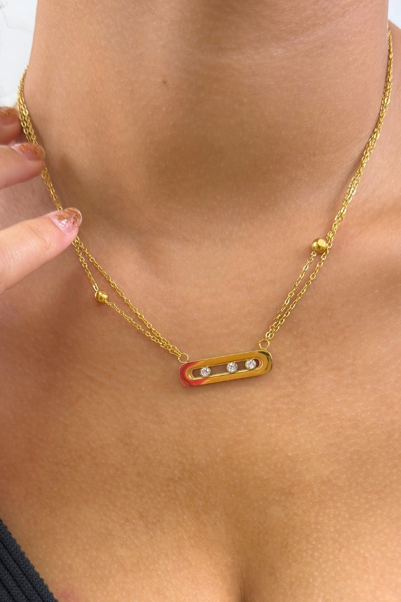 TIFFANY 3 STONES PENDANT NECKLACE