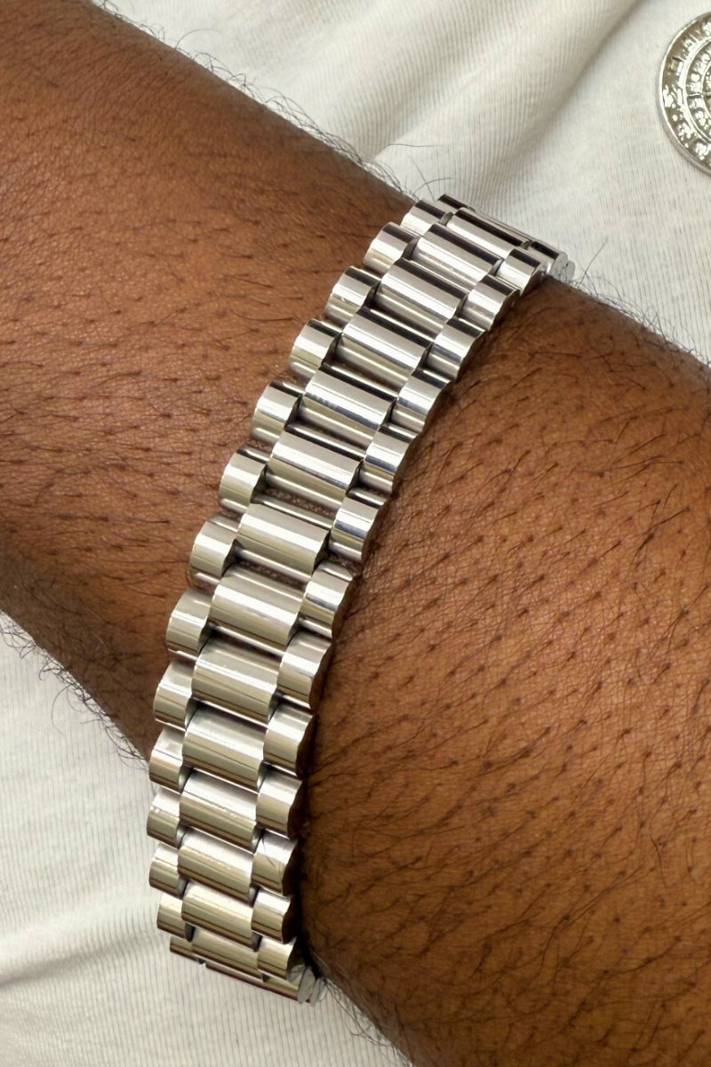 ROLEX LINK MEN BRACET - SILVER
