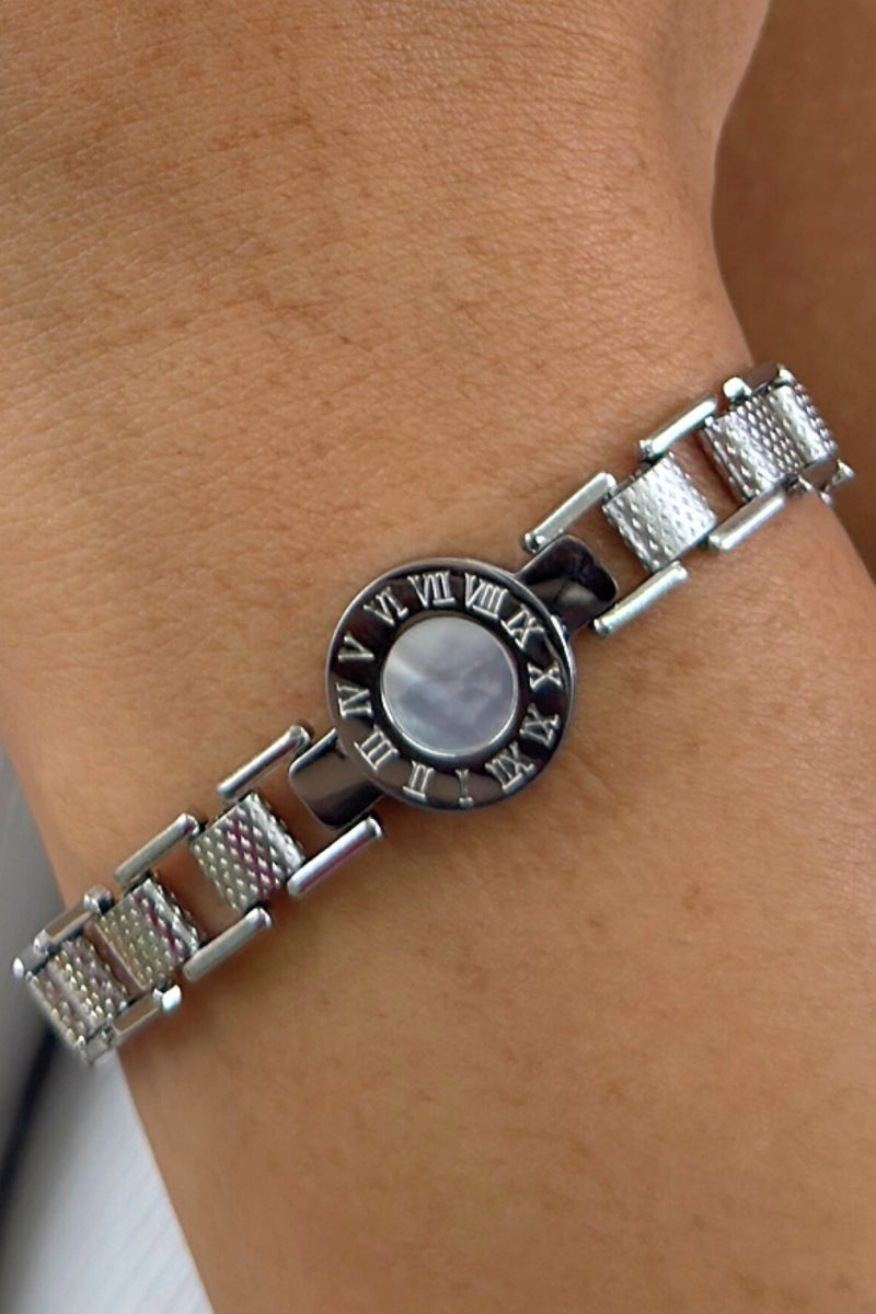 ROMAN NUMERAL WATCH DIAL BRACELET - SILVER