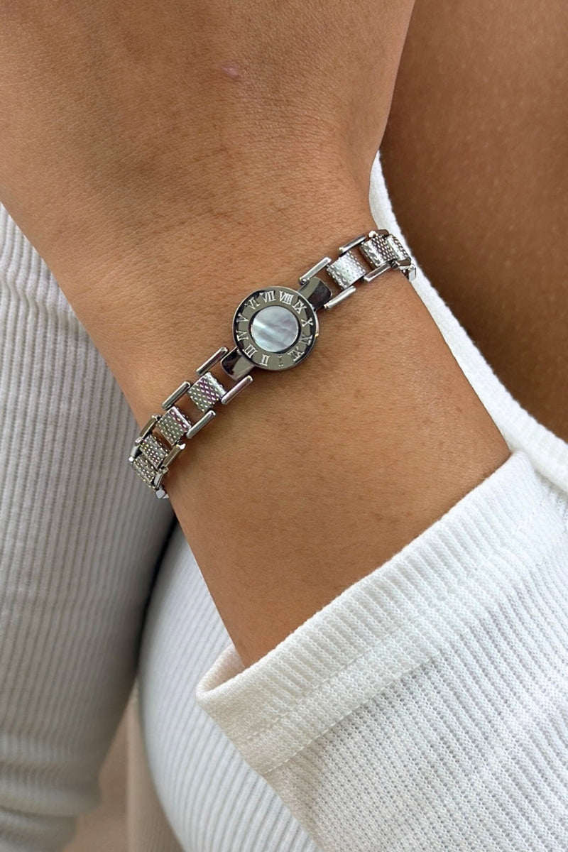 ROMAN NUMERAL WATCH DIAL BRACELET - SILVER