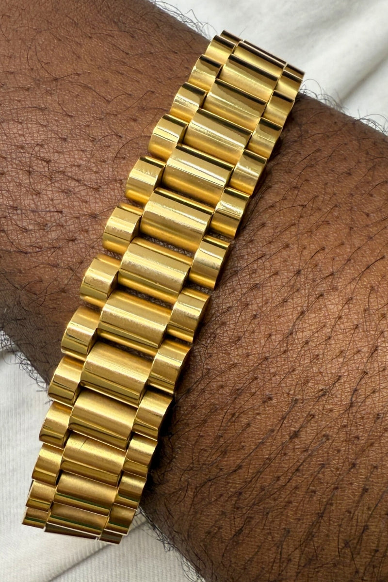 ROLEX LINK MEN BRACET - GOLD