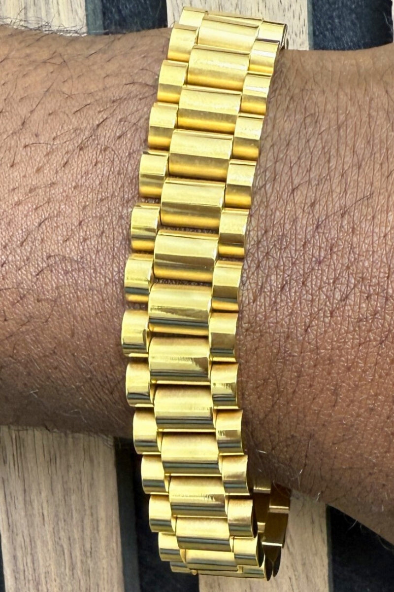 ROLEX LINK MEN BRACET - GOLD