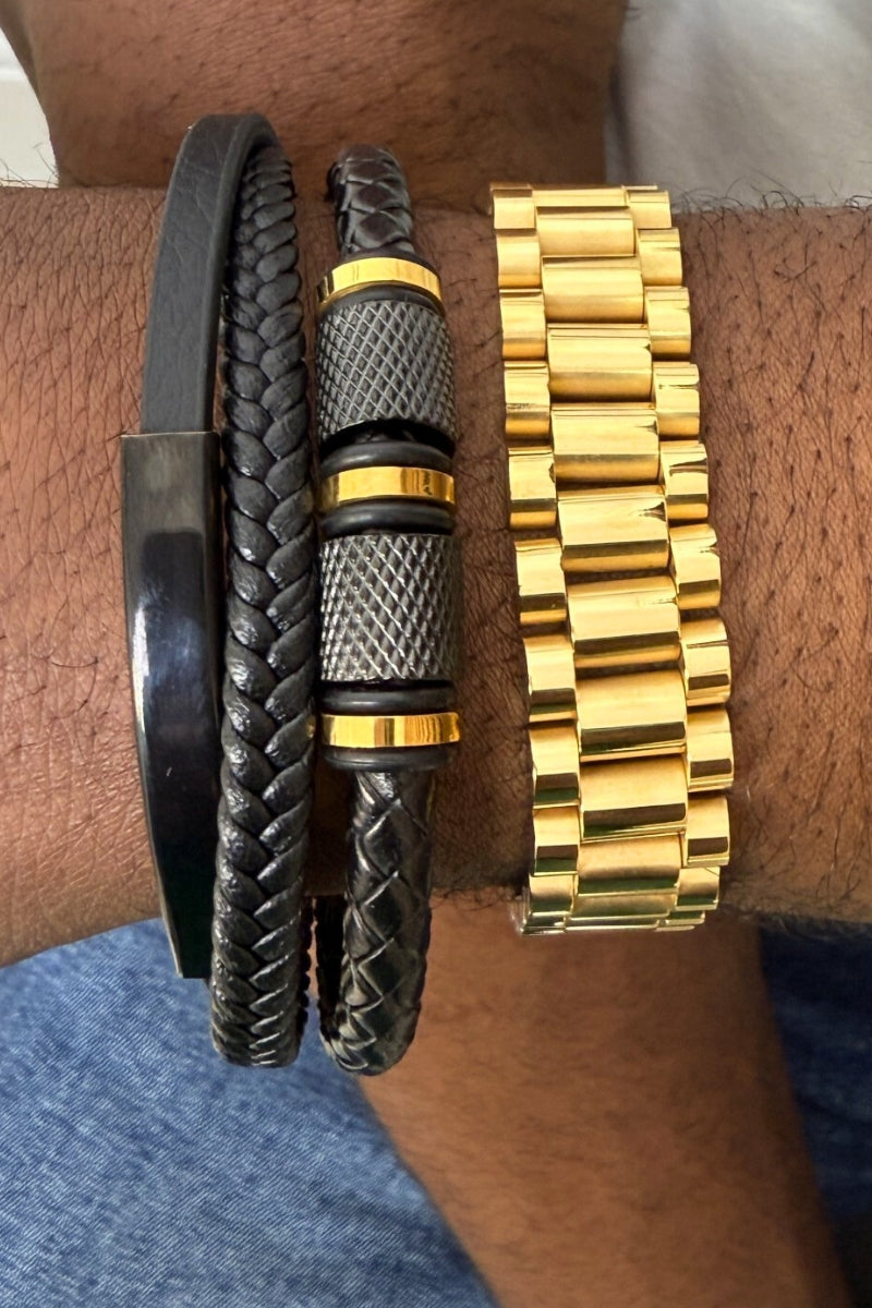 ROLEX LINK MEN BRACET - GOLD