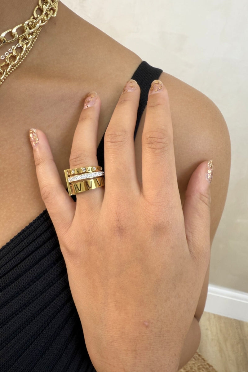 TRIO STACK RING - GOLD - Ewa Luxe Jewels TRIO STACK RING - GOLD - Ewa Luxe Jewels