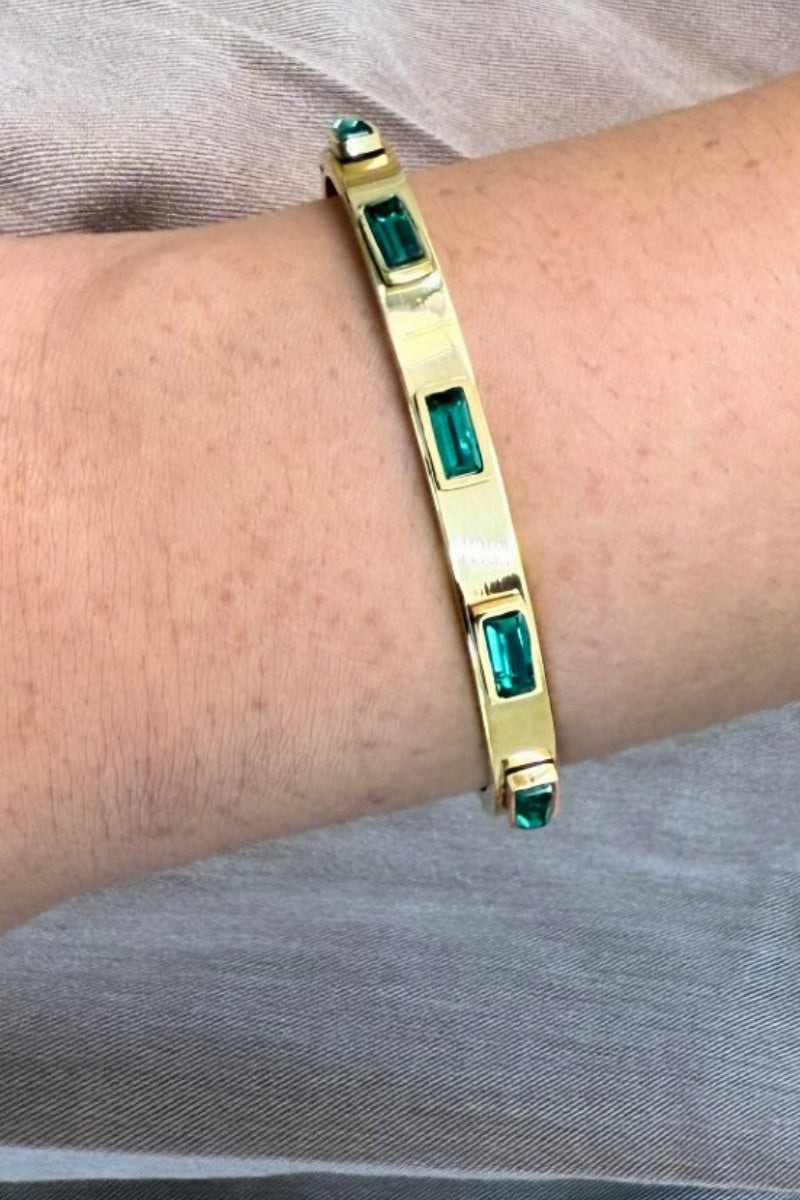 CUBIC STONE BANGLES - EMERALD